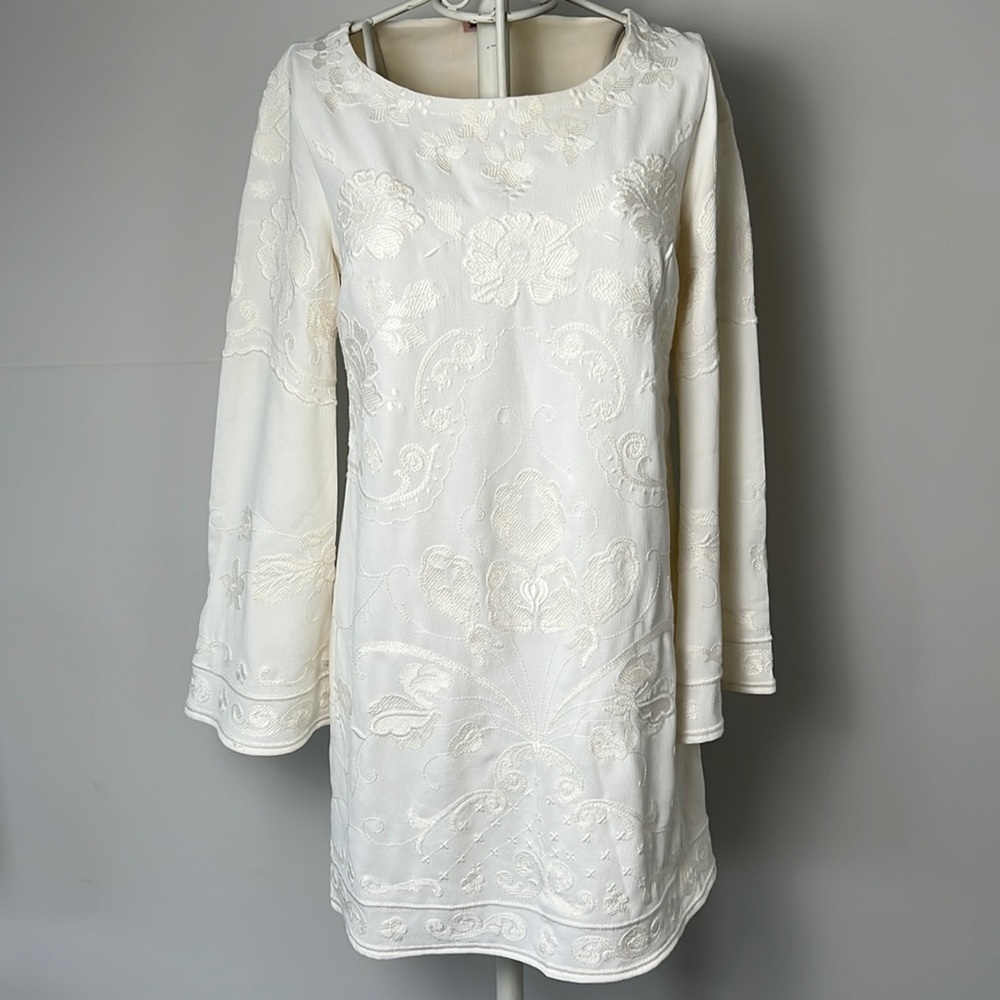 Juicy Couture Cream Angel Embroidered Crepe Dress - Picture 1 of 5